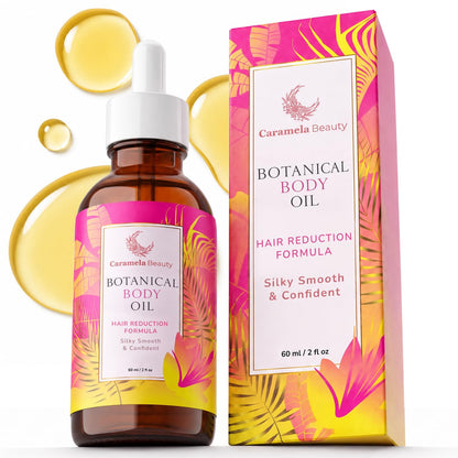 Caramela Beauty Cyperus Rotundus Oil – Natural Hair Reduction Body Oil with Jojoba, Rosehip & Sweet Almond Oil, After-Shave & Post-Wax Care for Smooth Silky Skin, 60ml / 2oz