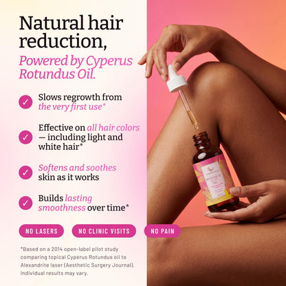 Caramela Beauty Cyperus Rotundus Oil – Natural Hair Reduction Body Oil with Jojoba, Rosehip & Sweet Almond Oil, After-Shave & Post-Wax Care for Smooth Silky Skin, 60ml / 2oz