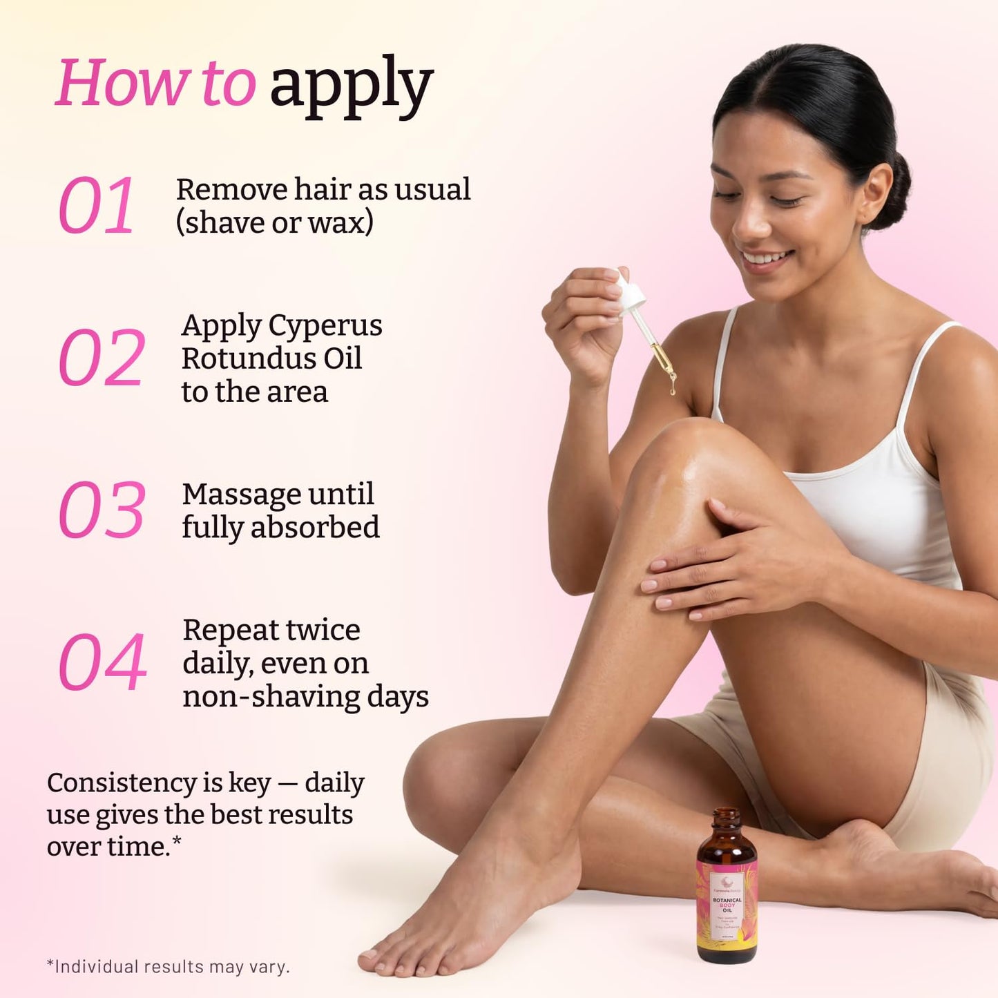 Caramela Beauty Cyperus Rotundus Oil – Natural Hair Reduction Body Oil with Jojoba, Rosehip & Sweet Almond Oil, After-Shave & Post-Wax Care for Smooth Silky Skin, 60ml / 2oz